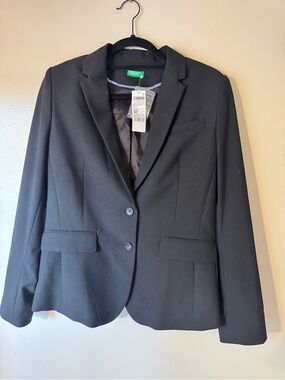 United Colors Of Benetton Black Classic Two-Button Blazer
